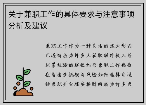关于兼职工作的具体要求与注意事项分析及建议