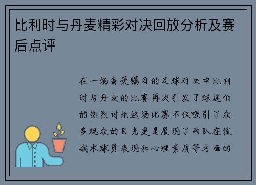 比利时与丹麦精彩对决回放分析及赛后点评